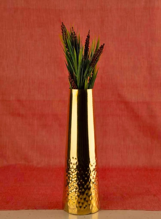 Interior Handicraft Brass Flower Vase Hammered Bottom Flask for Vintage Antique Home Decor (Small) - Image 4